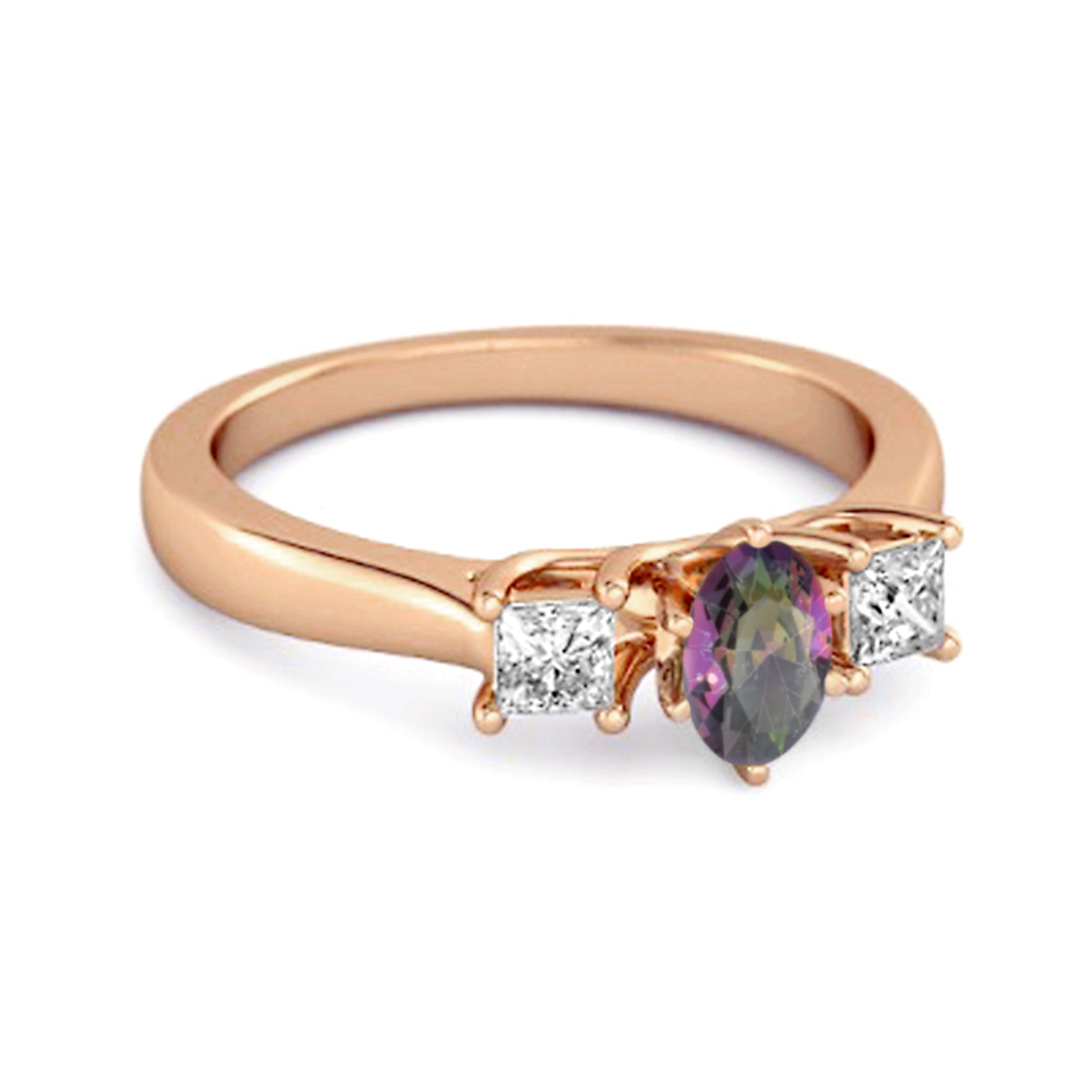 Mystic Topaz Elegant Three Stone Ring - Sterling Silver