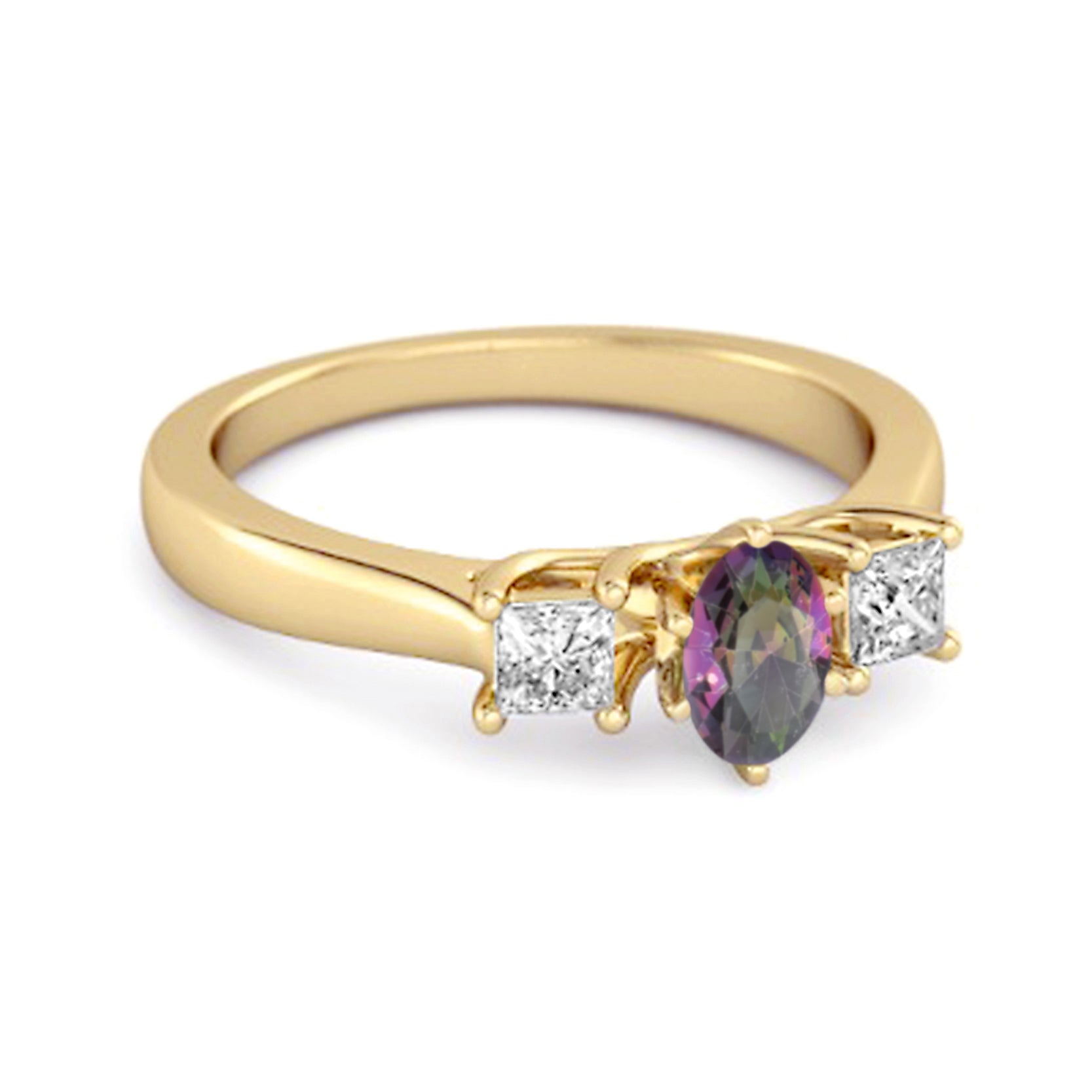 Mystic Topaz Elegant Three Stone Ring - Sterling Silver