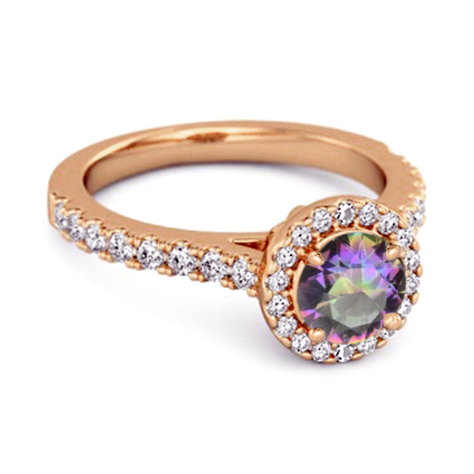 Anello solitario in argento sterling 925 con pietra portafortuna del topazio mistico