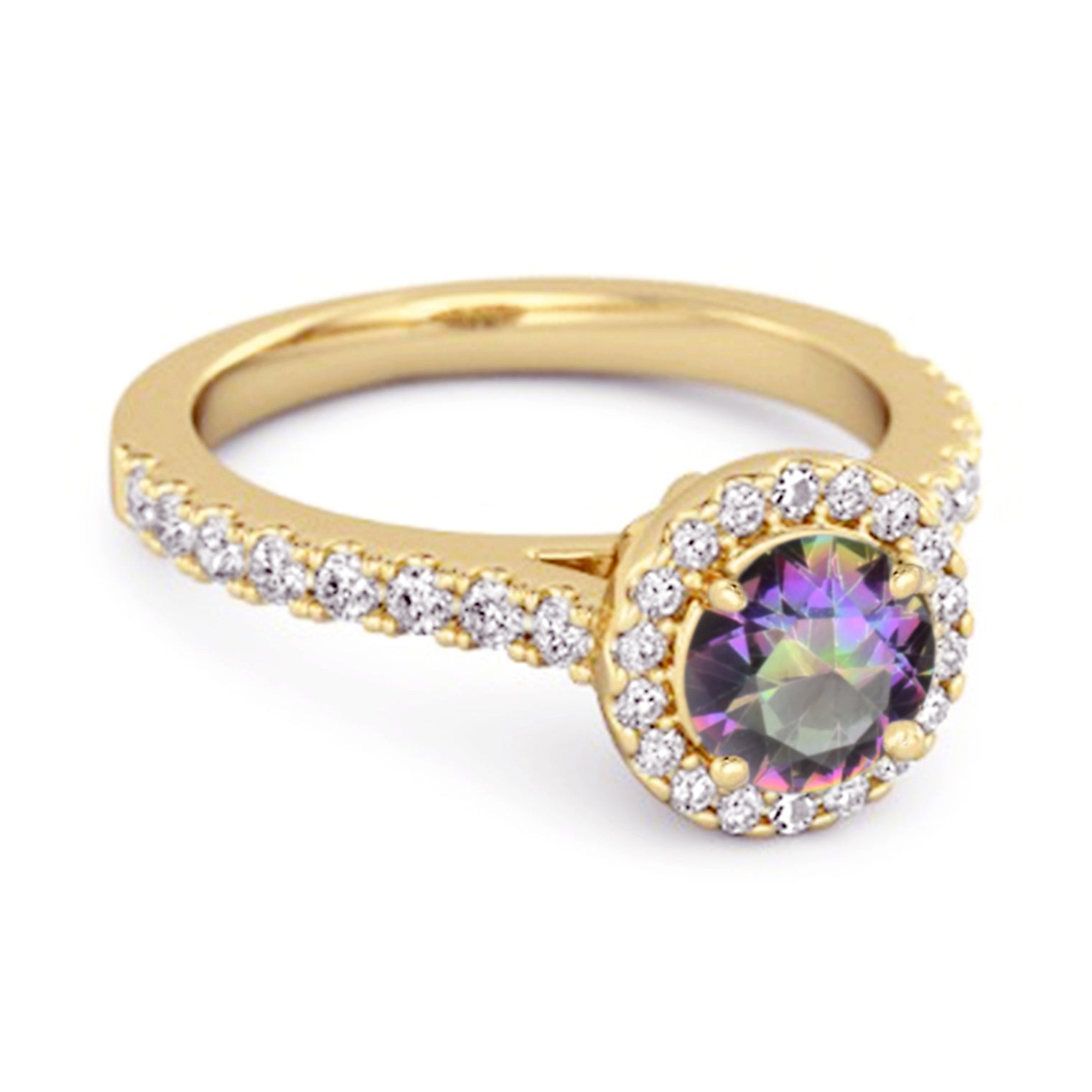 Anello solitario in argento sterling 925 con pietra portafortuna del topazio mistico