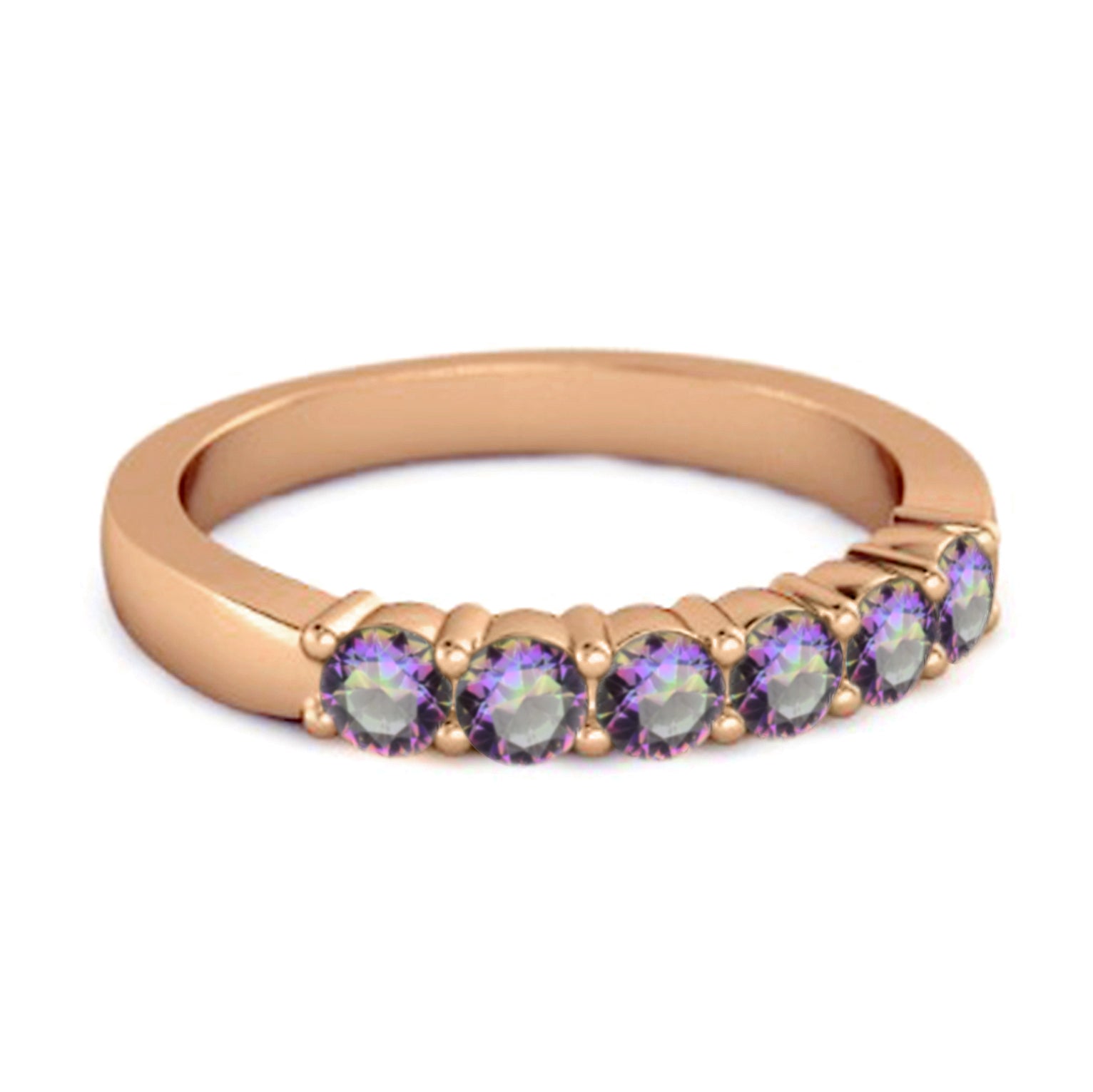 Mystic Topaz Half Eternity Band Ring – Sterling Silver