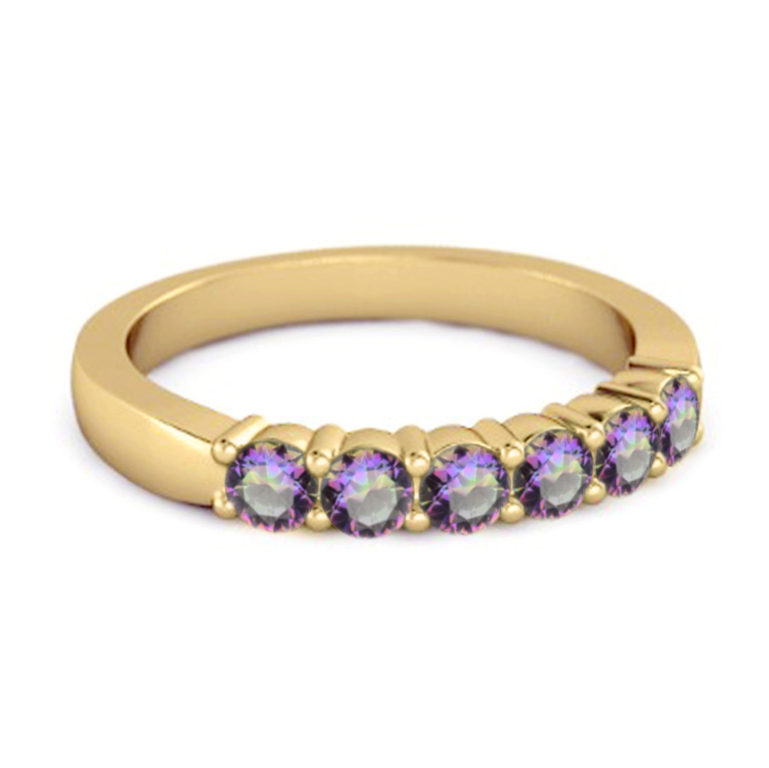 Mystic Topaz Half Eternity Band Ring – Sterling Silver