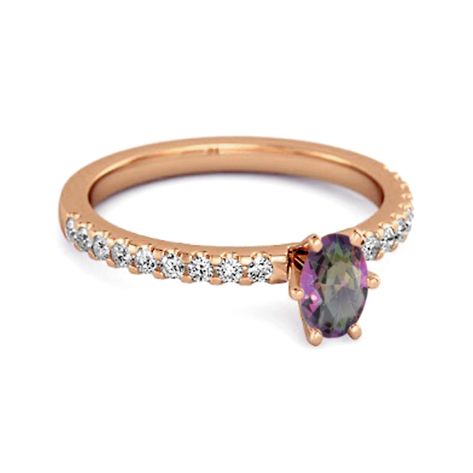 Mystic Topaz Oval Solitaire Ring – Sterling Silver