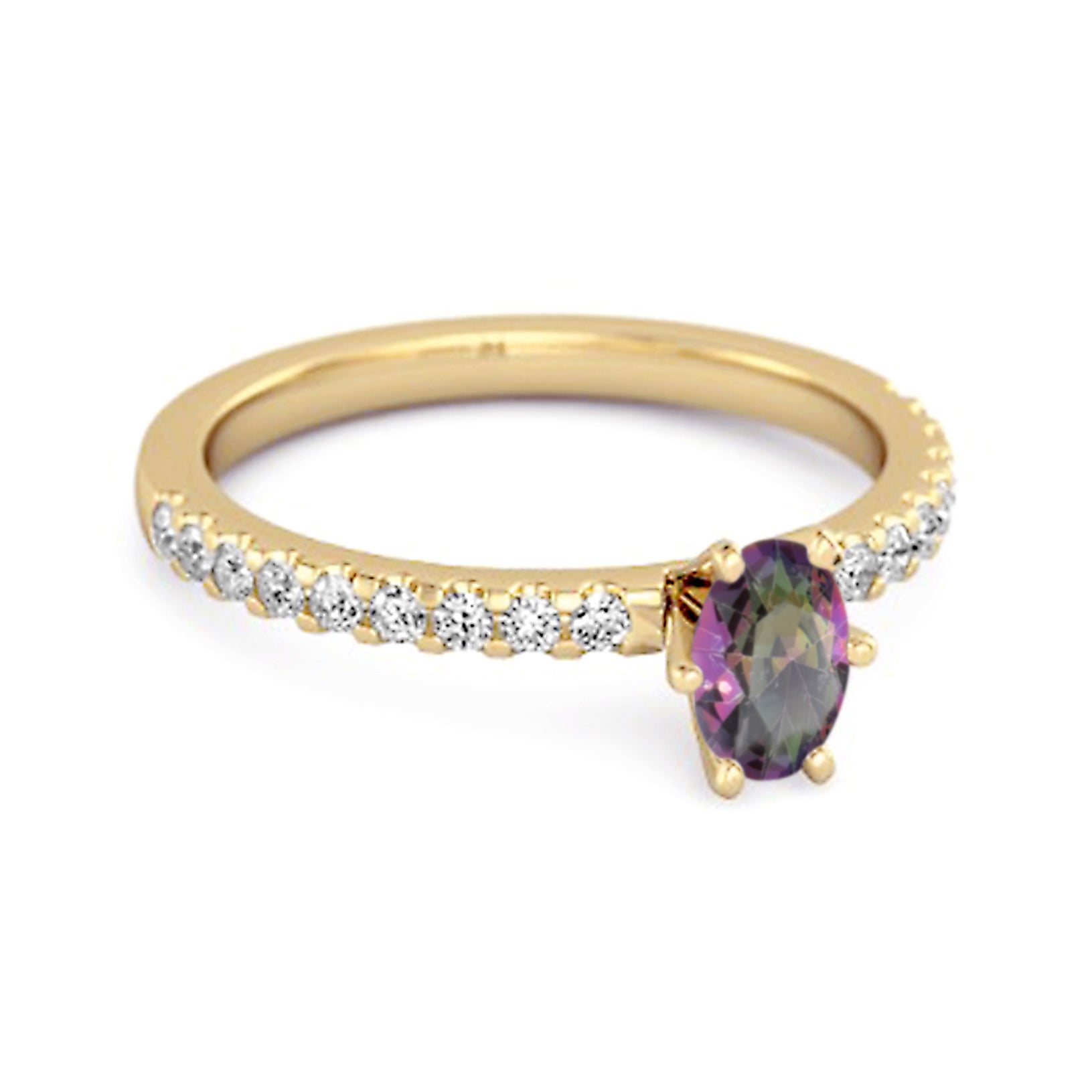 Mystic Topaz Oval Solitaire Ring – Sterling Silver