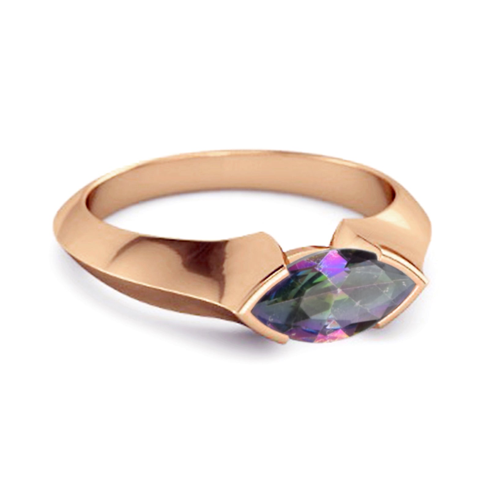 Anello di fidanzamento in argento sterling 925 con topazio mistico marquise da 0,25 carati