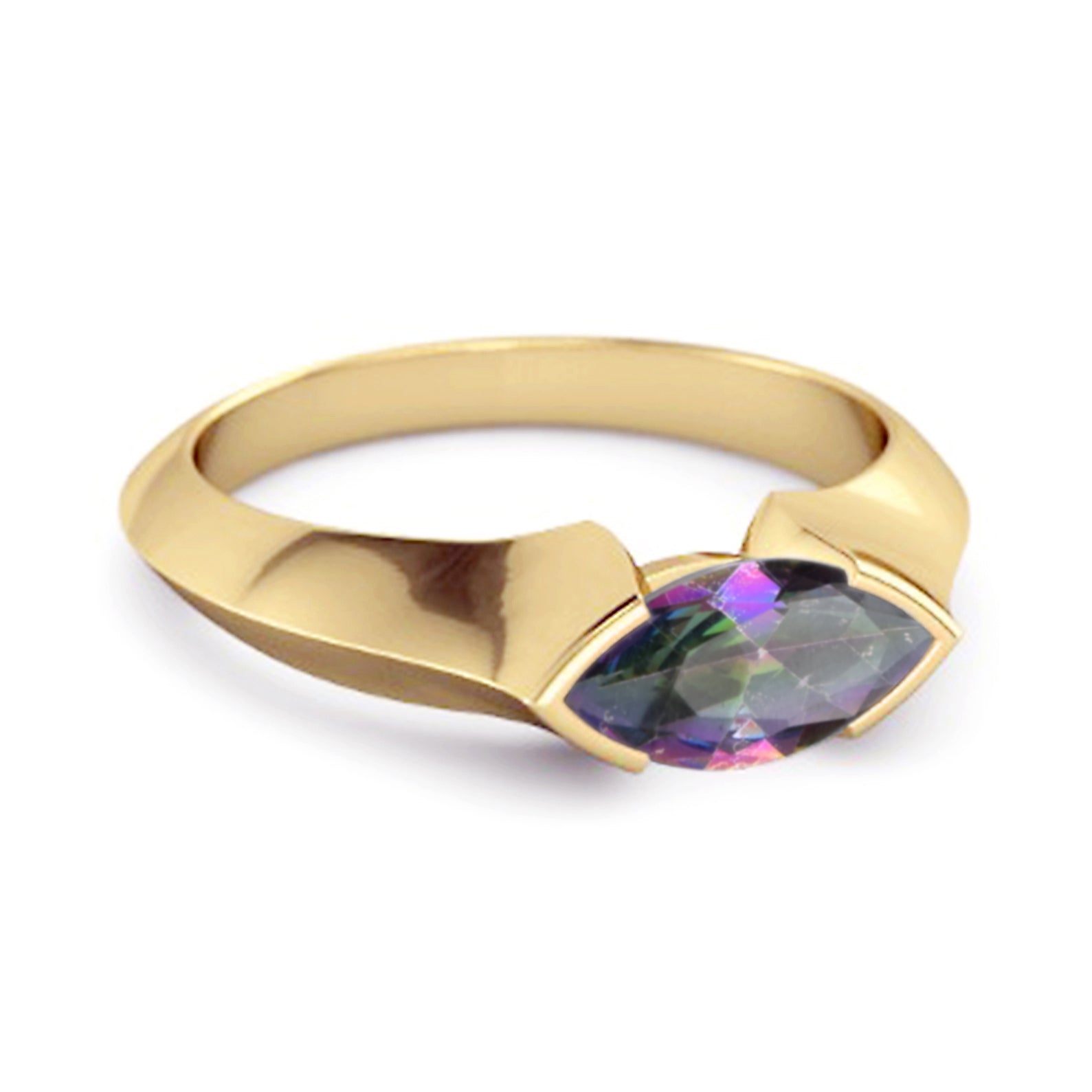 Anello di fidanzamento in argento sterling 925 con topazio mistico marquise da 0,25 carati