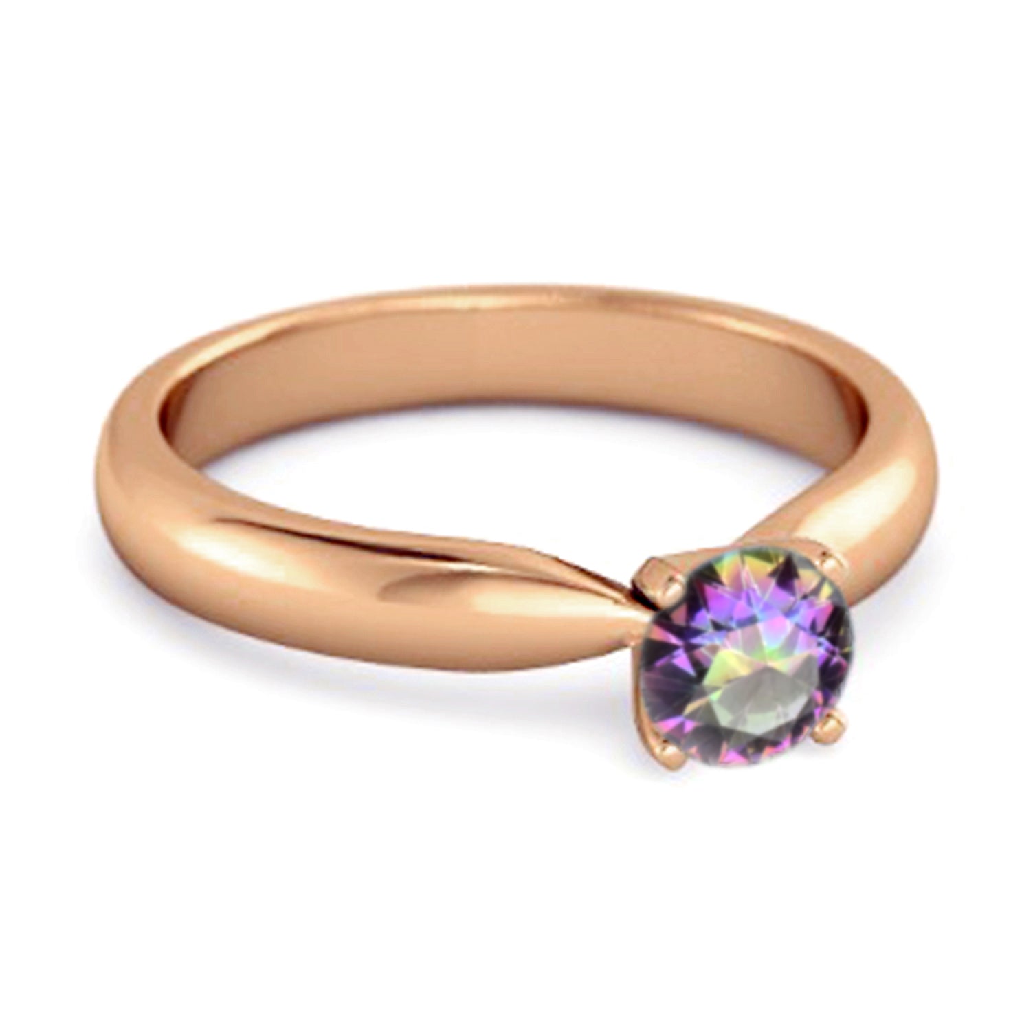 Anello con promessa in argento sterling 925 con topazio mistico taglio rotondo solitario