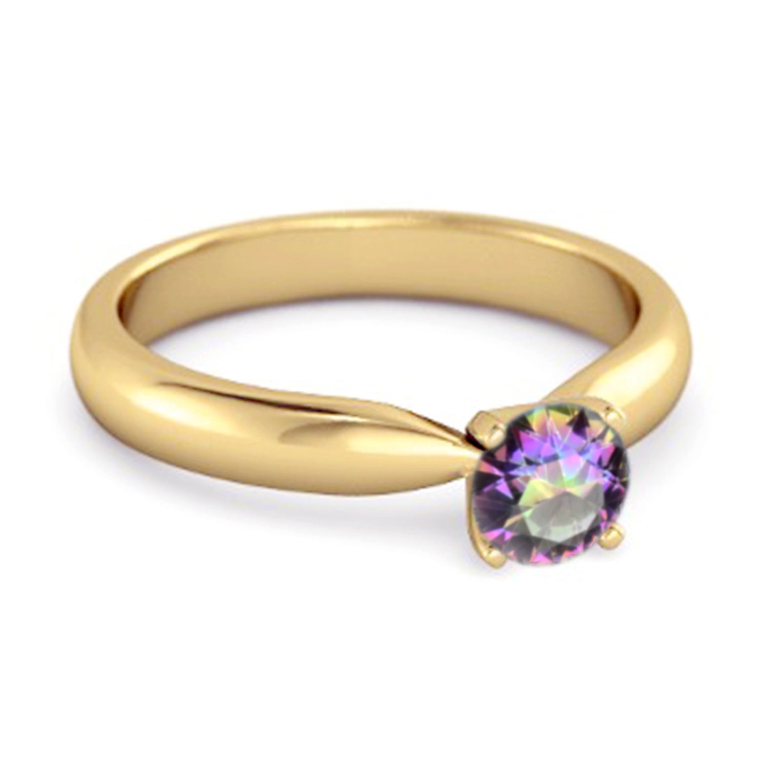 Anello con promessa in argento sterling 925 con topazio mistico taglio rotondo solitario