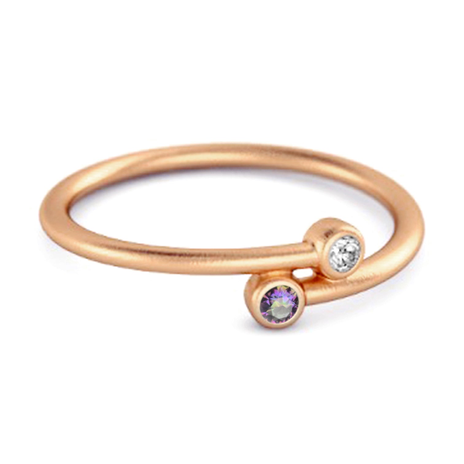 Anello diviso personalizzato in argento sterling 925 con pietra portafortuna topazio mistico