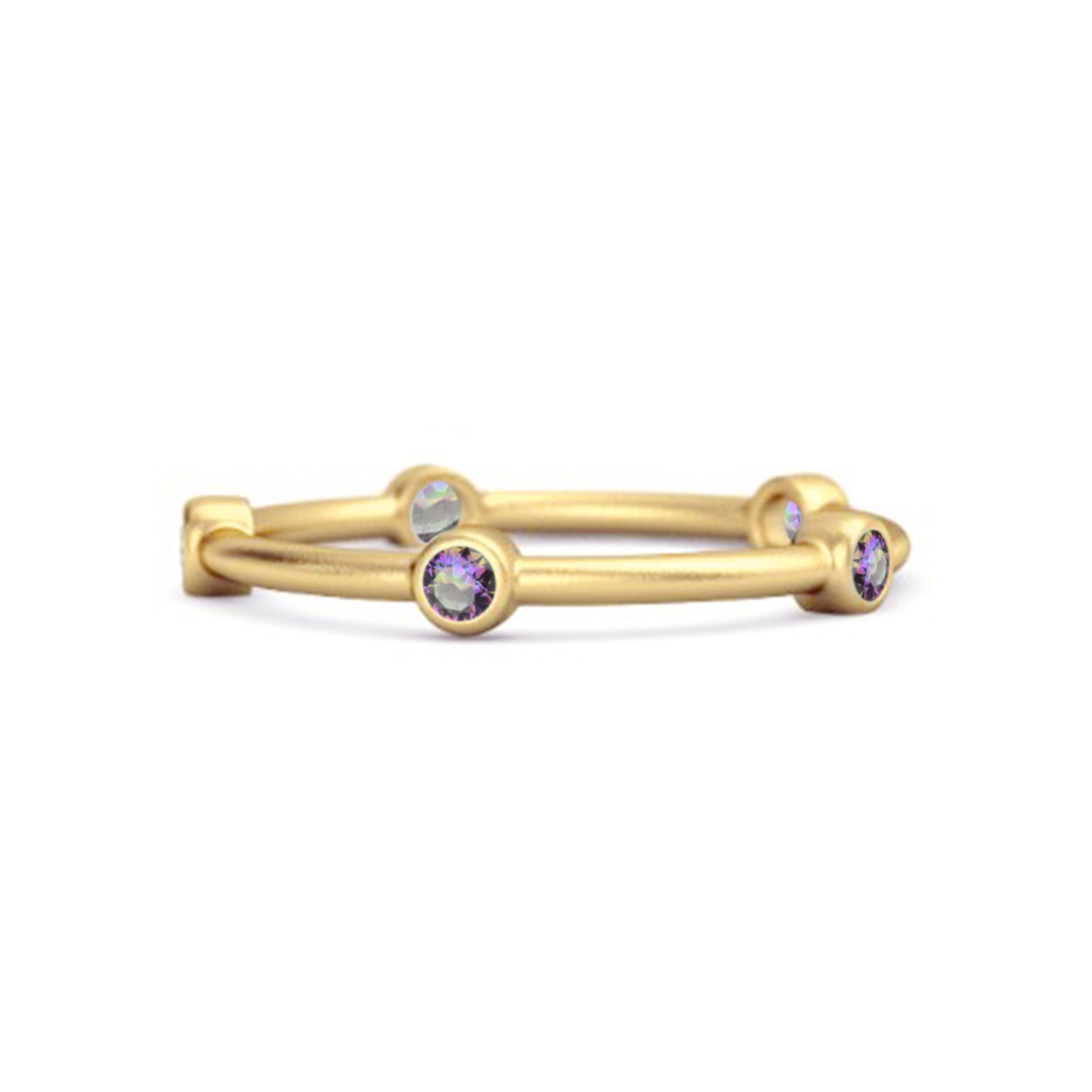 Fede nuziale impilabile in argento sterling 925 con cinque pietre di topazio mistico