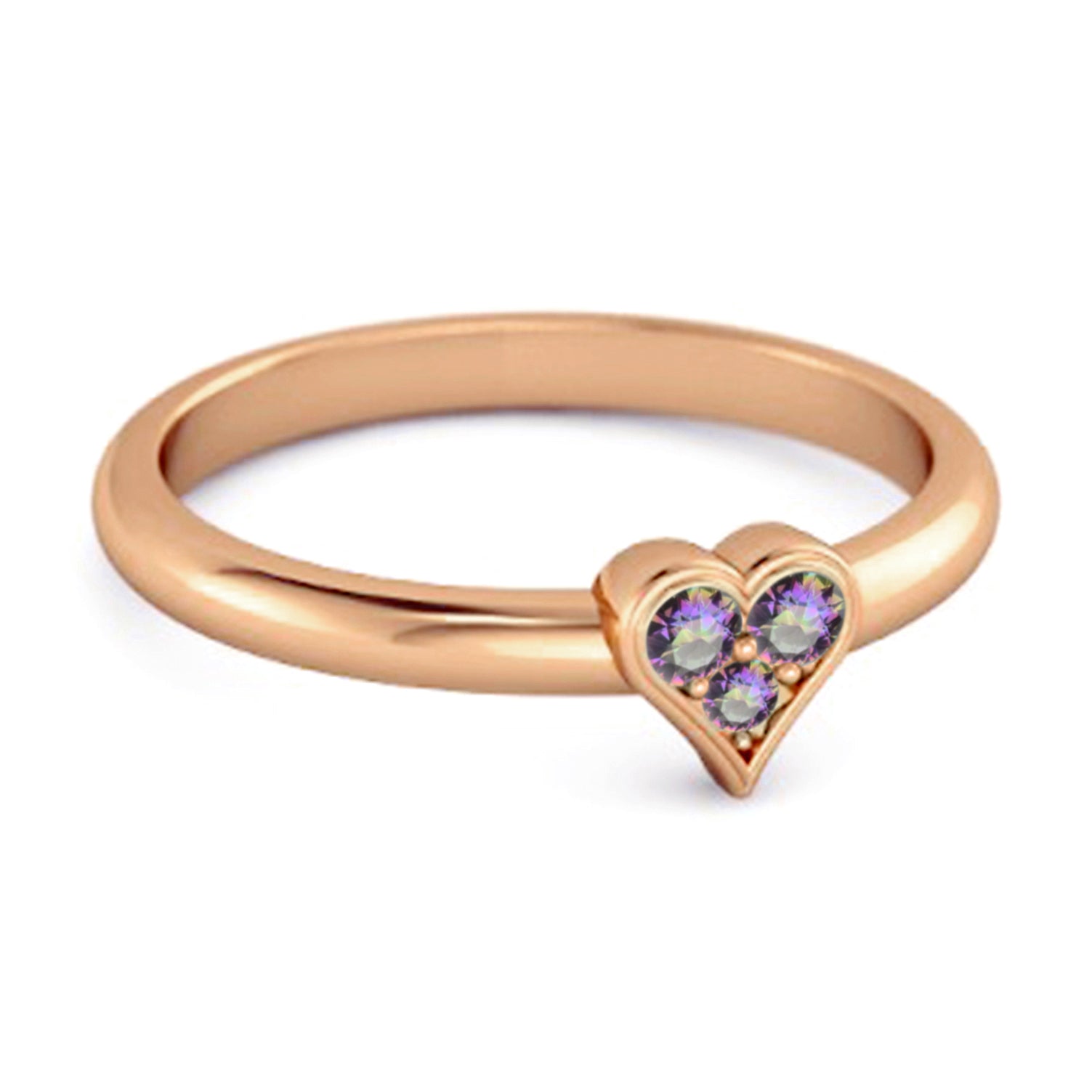 Anello in argento sterling 925 con topazio mistico a forma di cuore scintillante da 0,60 ct