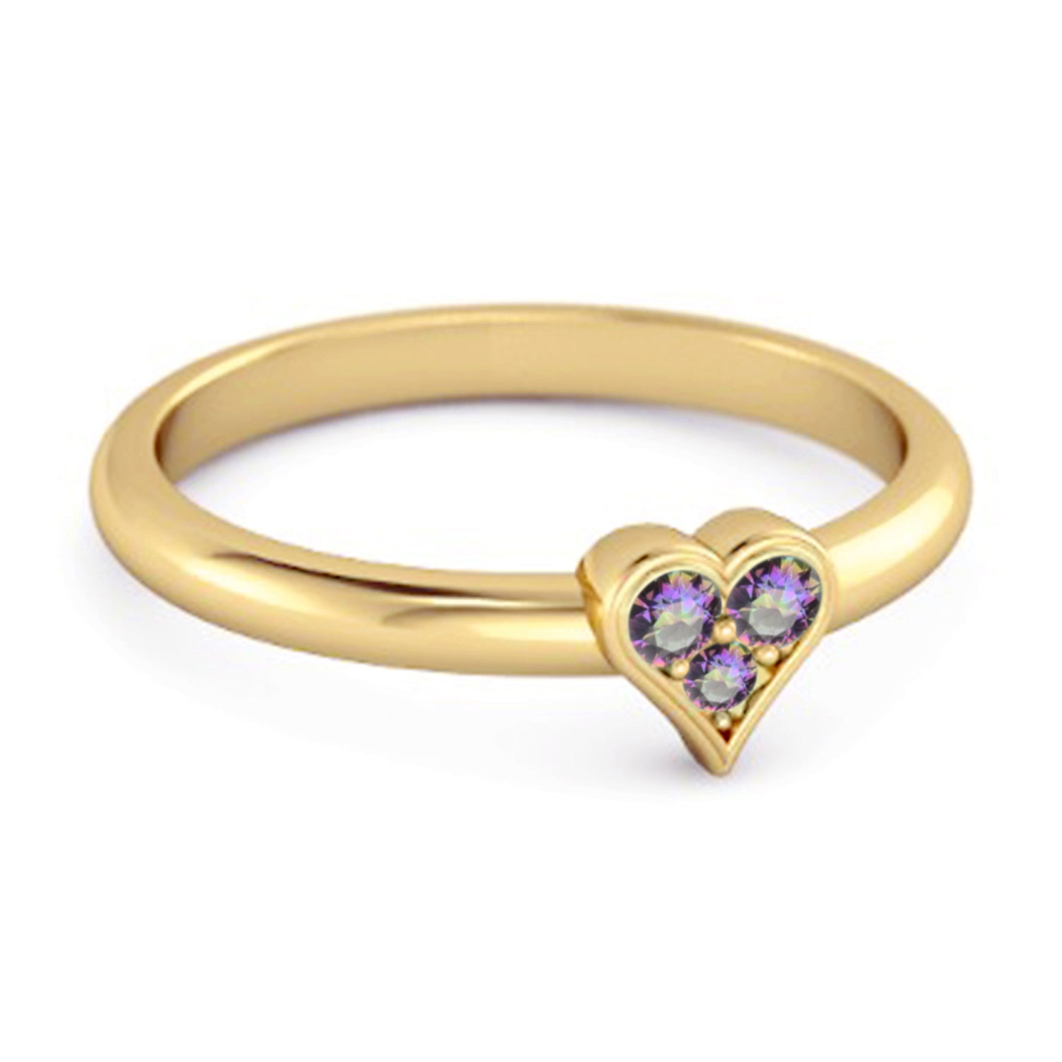 Anello in argento sterling 925 con topazio mistico a forma di cuore scintillante da 0,60 ct