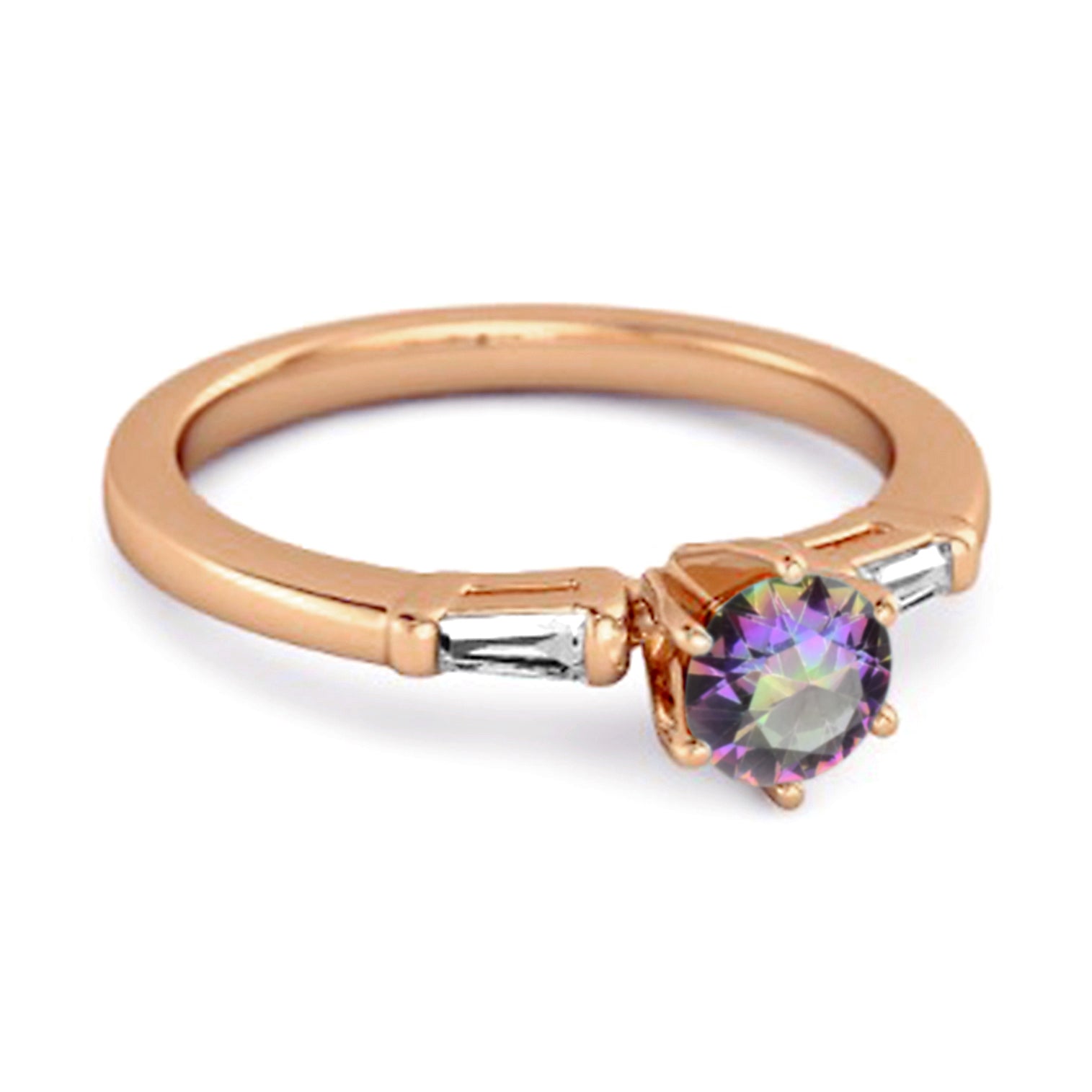 Mystic Topaz Three Stone Ring - Sterling Silver