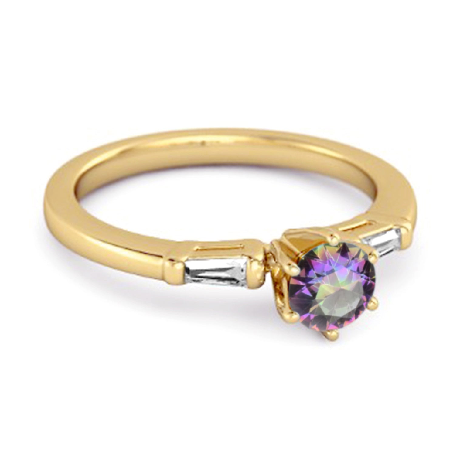 Mystic Topaz Three Stone Ring - Sterling Silver