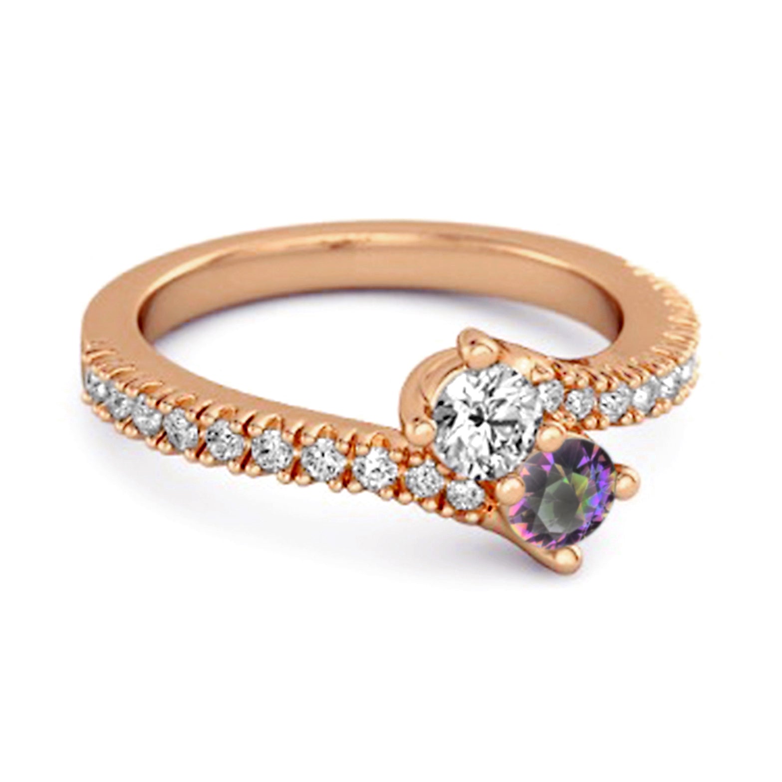 Mystic Topaz Bypass Ring - Sterling Silver