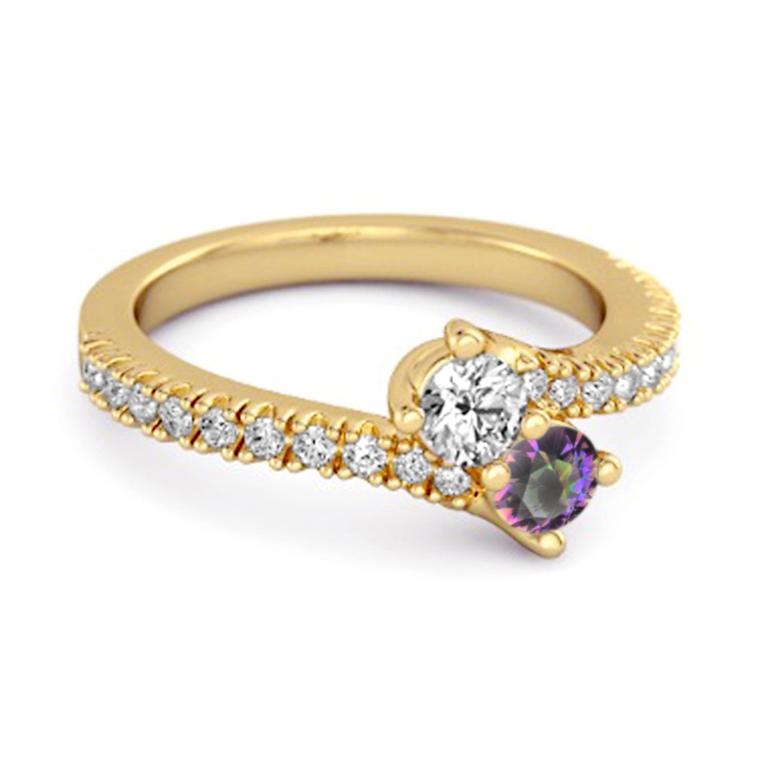 Mystic Topaz Bypass Ring - Sterling Silver