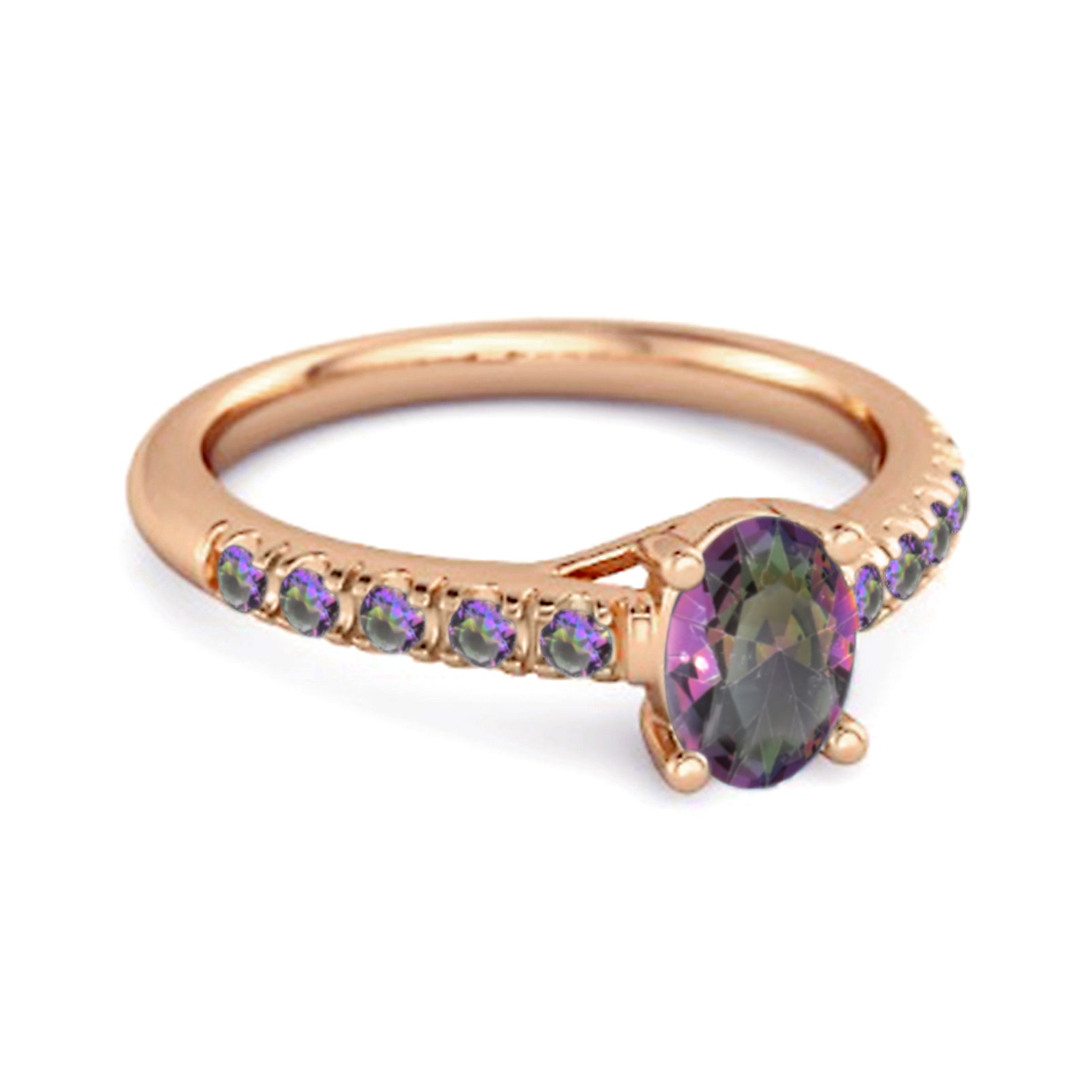 Mystic Topaz Pavé Band Classic Statement Ring - Sterling Silver