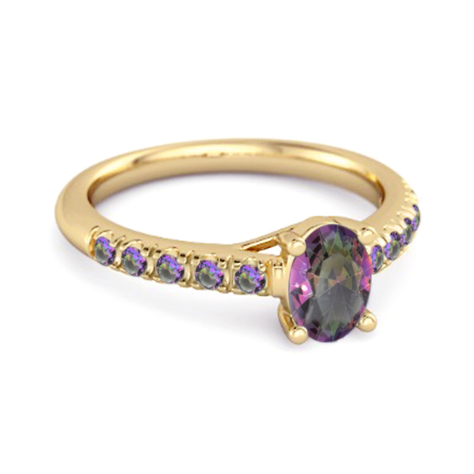 Mystic Topaz Pavé Band Classic Statement Ring - Sterling Silver