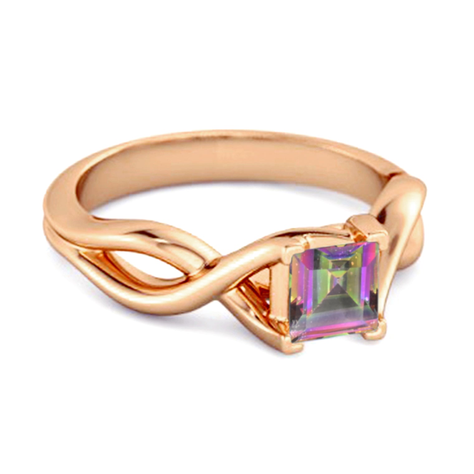 Msytic Topaz Twisted Vine Band Ring - Sterling Silver