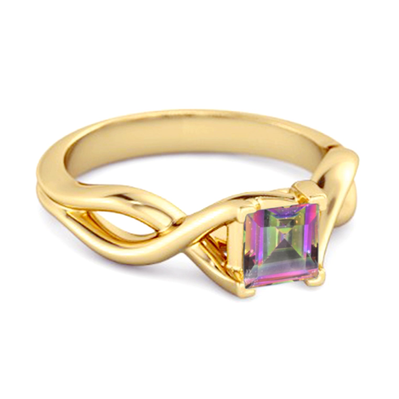 Msytic Topaz Twisted Vine Band Ring - Sterling Silver