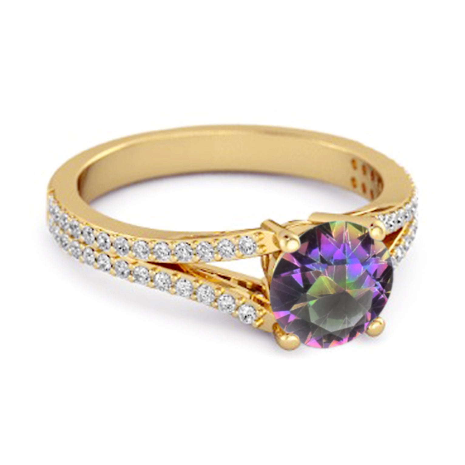 Anello Felicity Design in argento 925 con topazio mistico solitario da 0,50 carati
