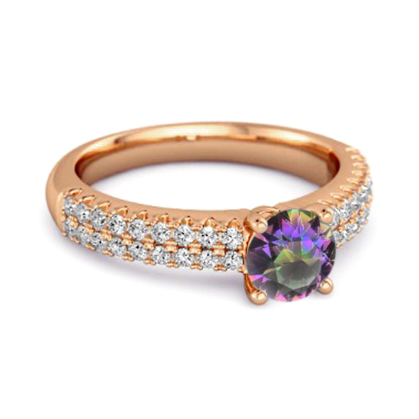 Dual Band 0.10 Ctw Mystic Topaz 925 Sterling Silver Stacking Ring