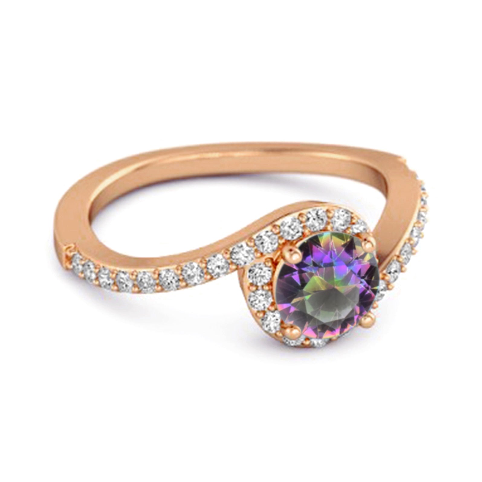 Anello da donna in argento sterling 925 con topazio mistico autentico da 0,25 carati