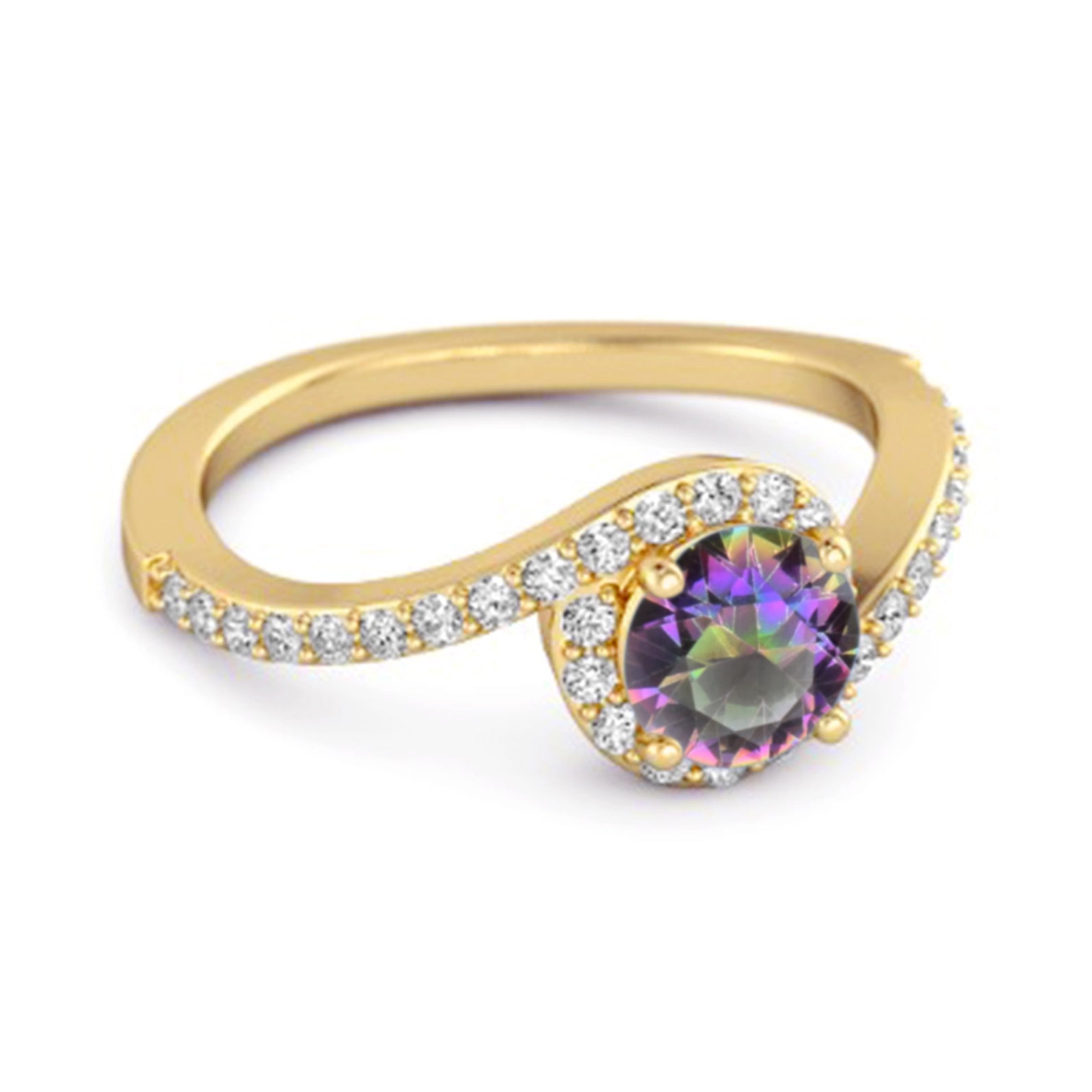 Anello da donna in argento sterling 925 con topazio mistico autentico da 0,25 carati