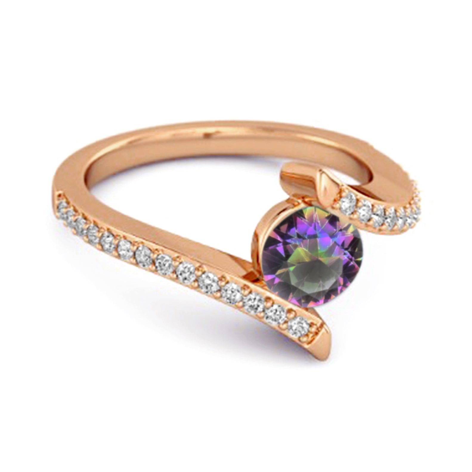 Anello da donna impilabile in argento sterling 925 con topazio mistico e anello per anniversario