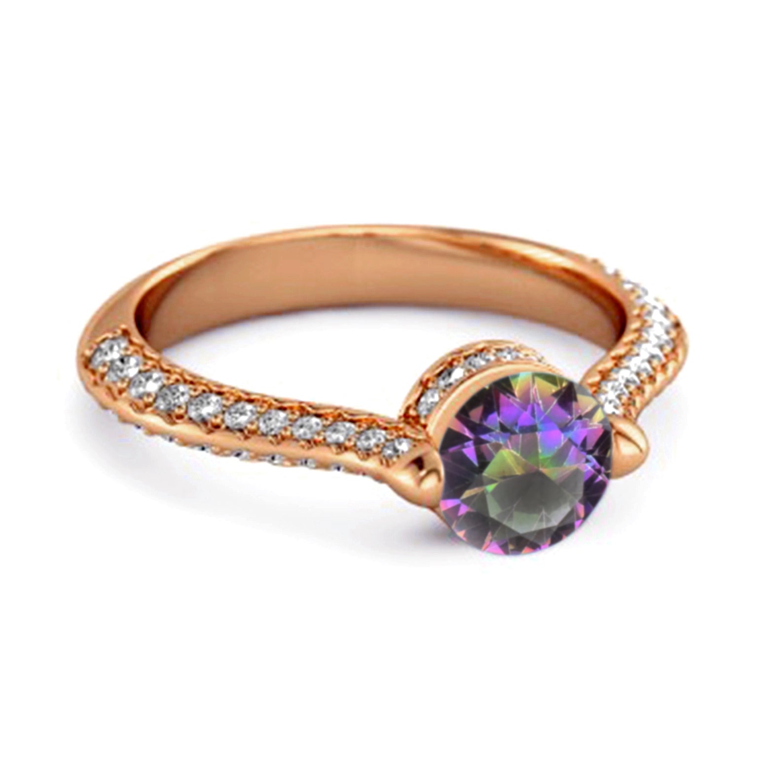 Anello in argento sterling 925 con topazio mistico solitario da 0,25 carati