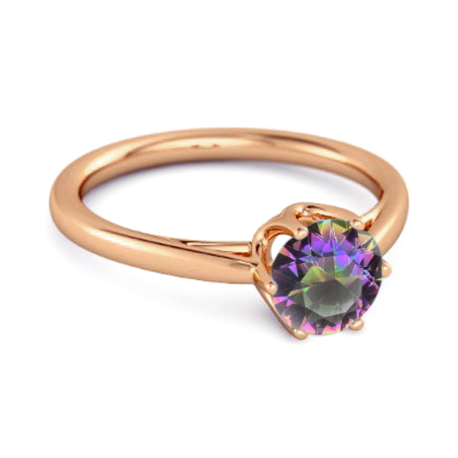 Mystic Topaz Minimalist Solitaire Ring - Sterling SIlver