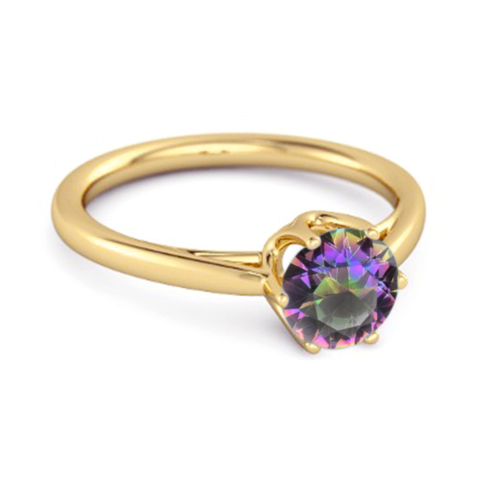 Mystic Topaz Minimalist Solitaire Ring - Sterling SIlver