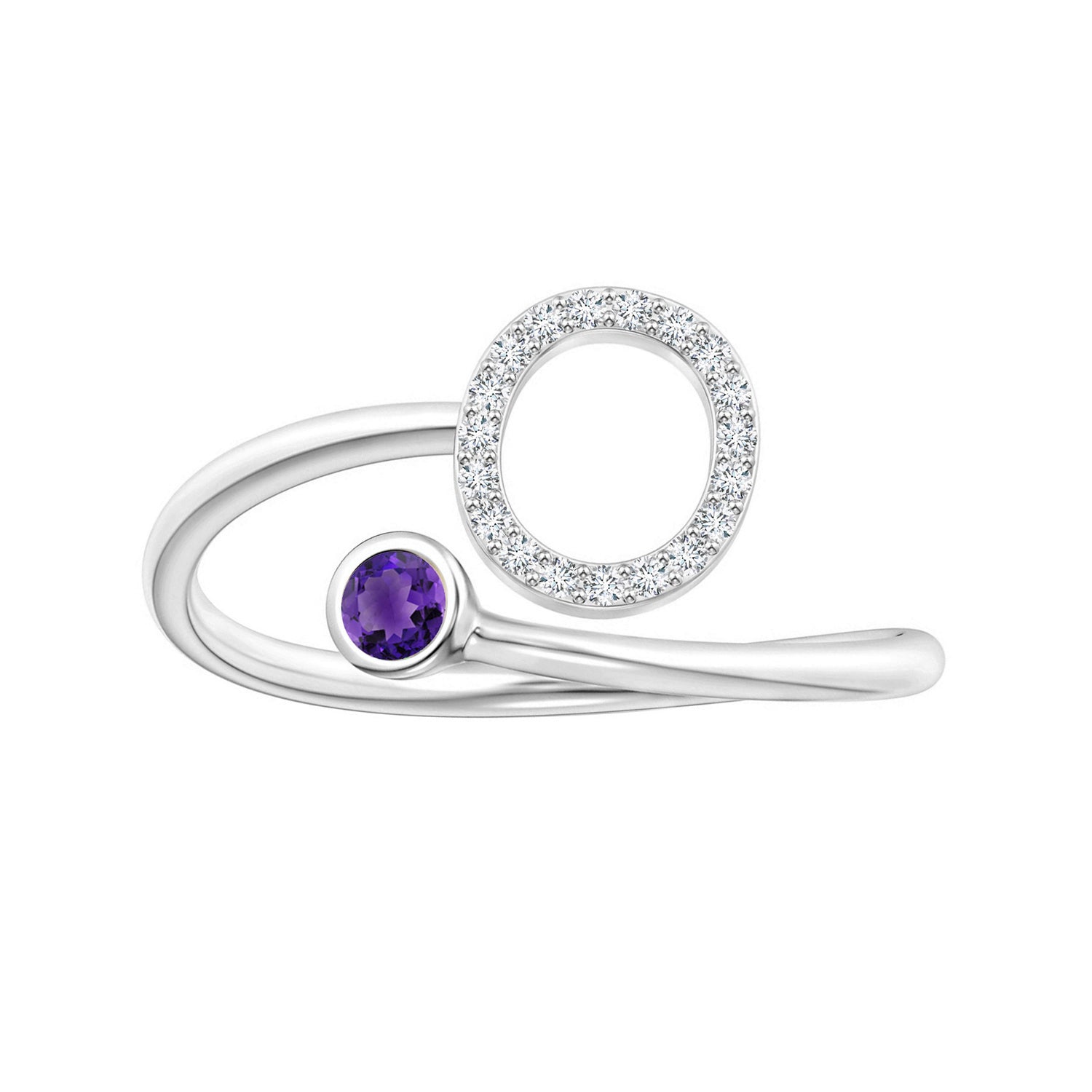 Initials Amethyst Alphabet Ring