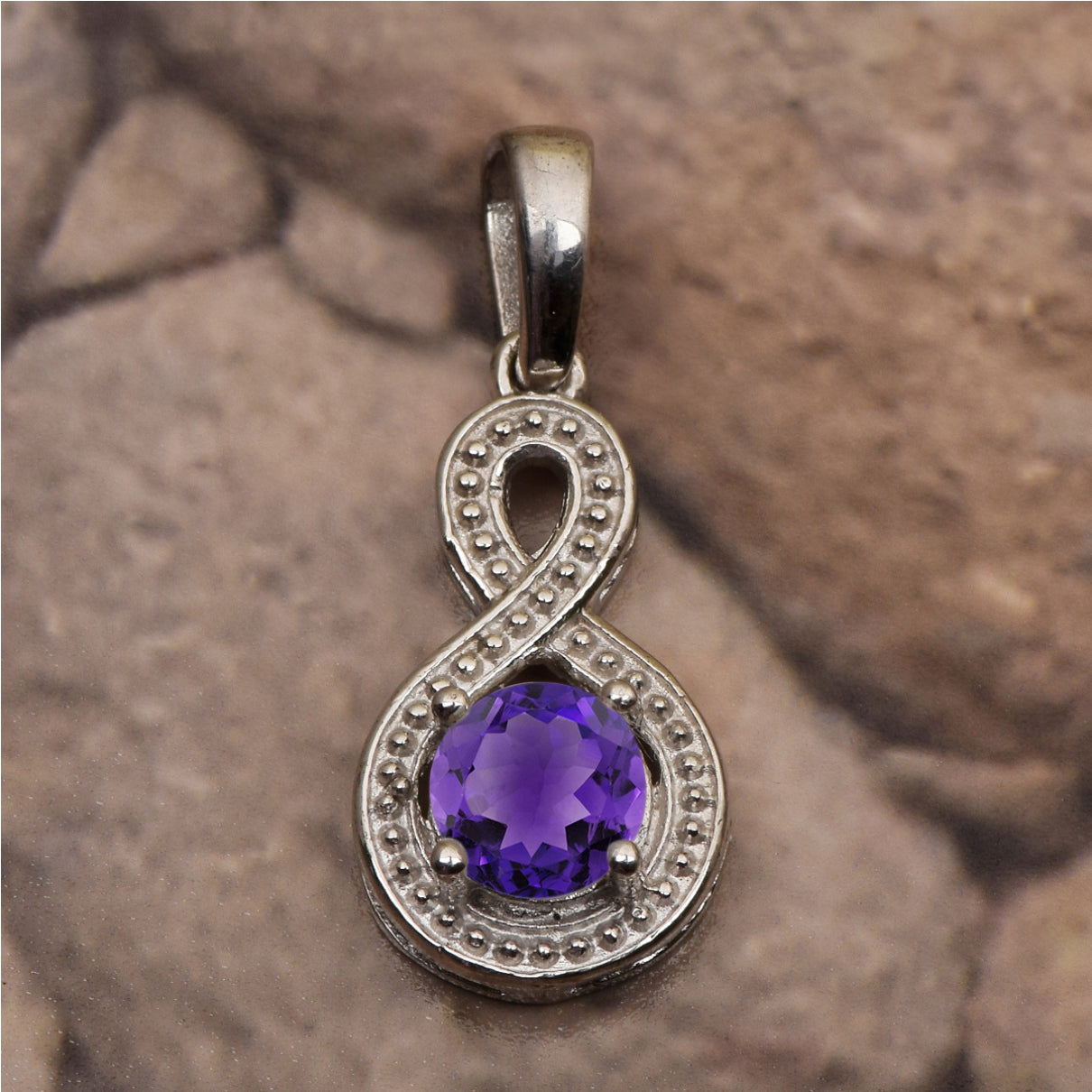 Multi Stone Infinity Solitaire Pendant -Sterling Silver