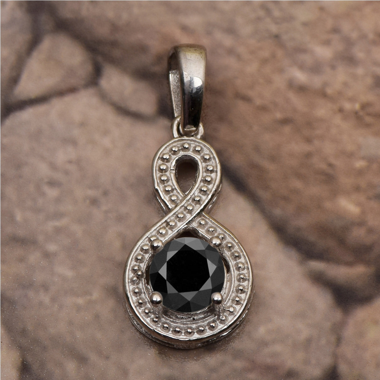 Multi Stone Infinity Solitaire Pendant -Sterling Silver
