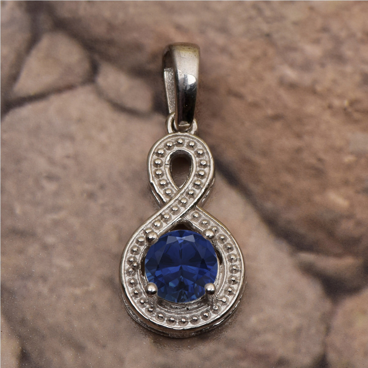 Multi Stone Infinity Solitaire Pendant -Sterling Silver