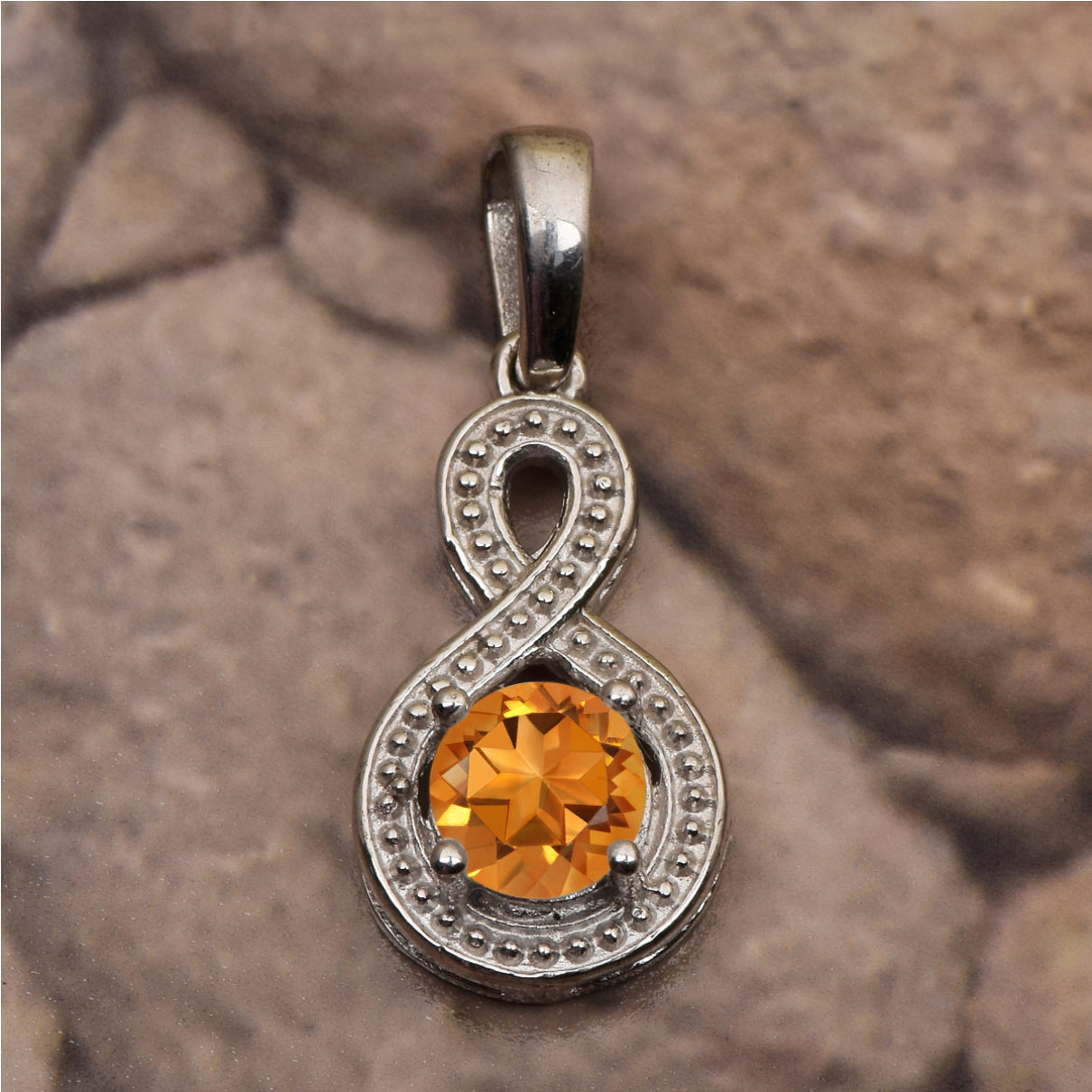 Multi Stone Infinity Solitaire Pendant -Sterling Silver