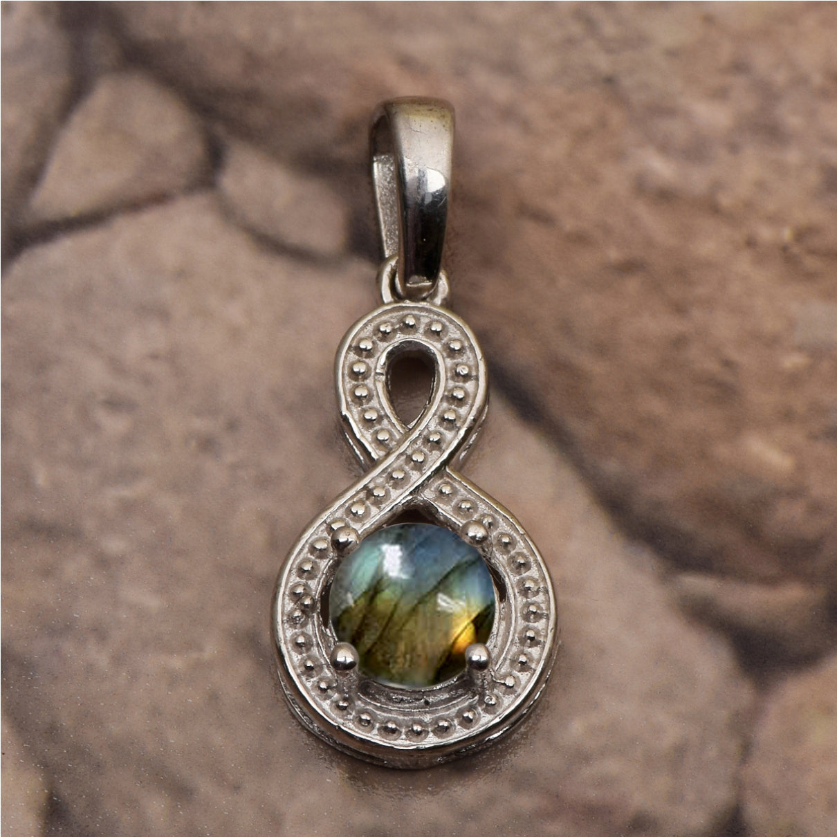 Multi Stone Infinity Solitaire Pendant -Sterling Silver