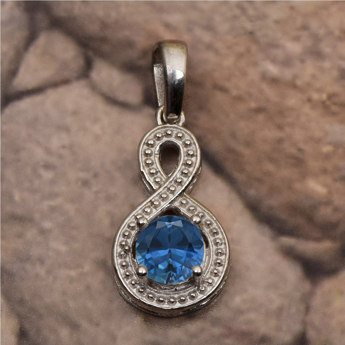 Multi Stone Infinity Solitaire Pendant -Sterling Silver