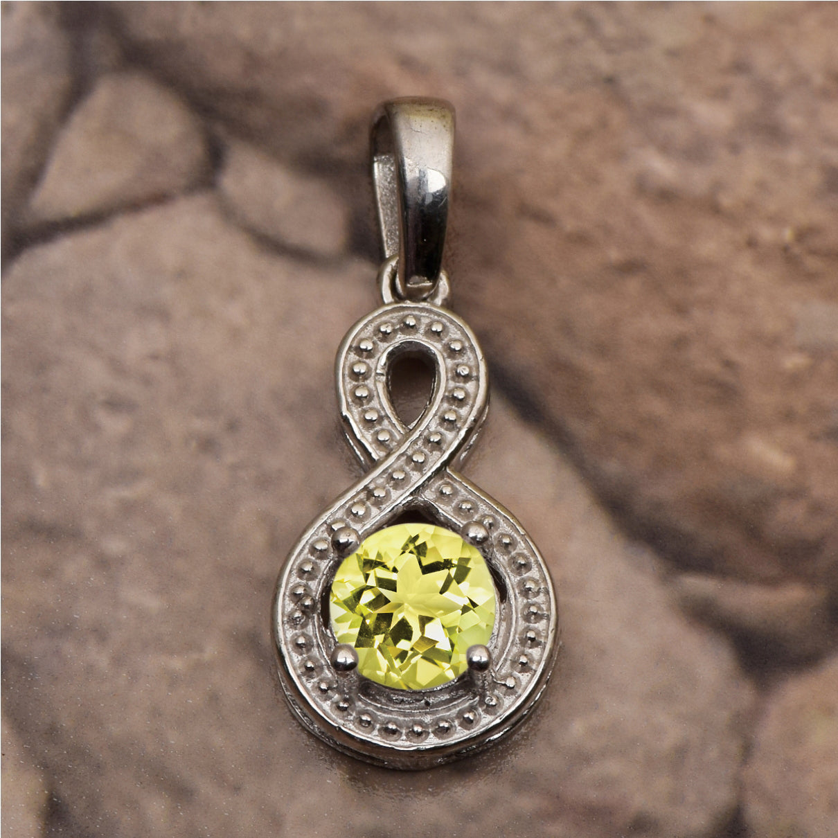 Multi Stone Infinity Solitaire Pendant -Sterling Silver