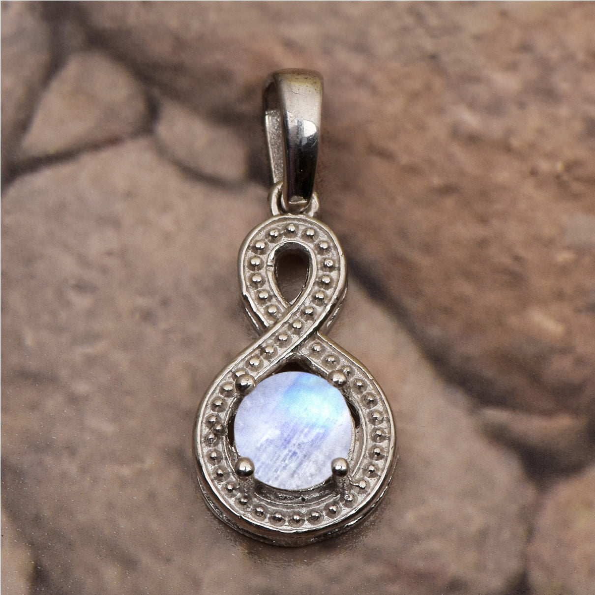 Multi Stone Infinity Solitaire Pendant -Sterling Silver