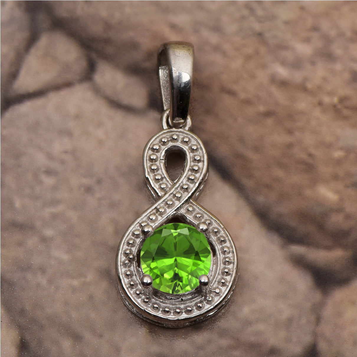 Multi Stone Infinity Solitaire Pendant -Sterling Silver