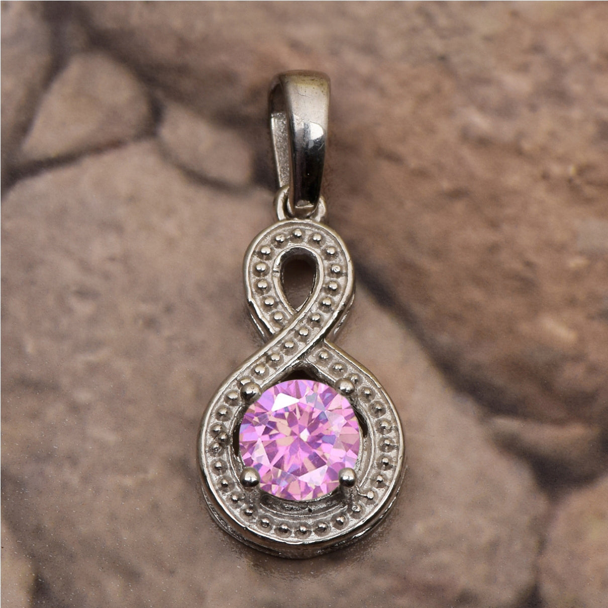 Multi Stone Infinity Solitaire Pendant -Sterling Silver