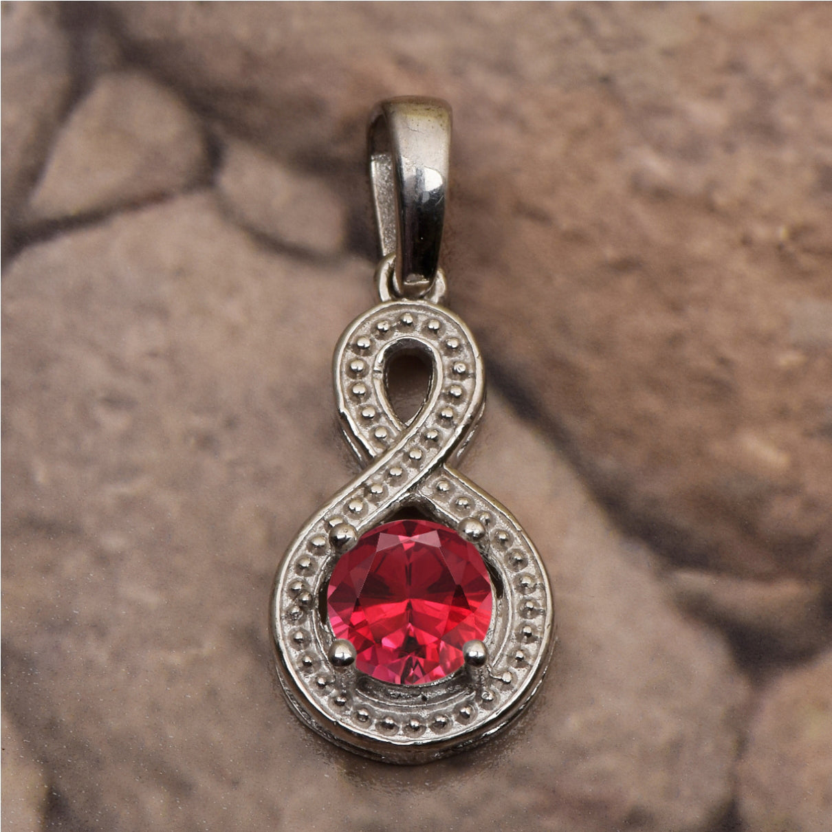 Multi Stone Infinity Solitaire Pendant -Sterling Silver