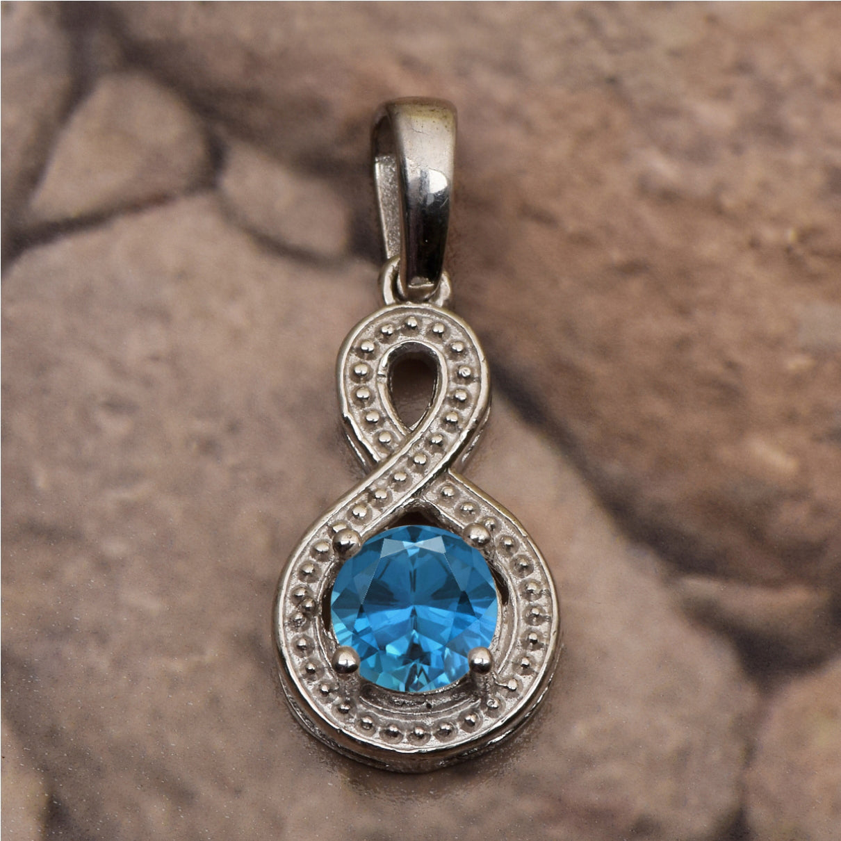 Multi Stone Infinity Solitaire Pendant -Sterling Silver