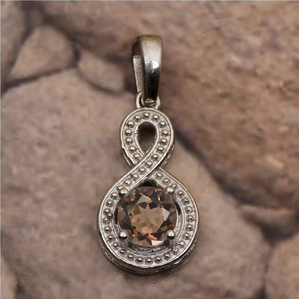 Multi Stone Infinity Solitaire Pendant -Sterling Silver