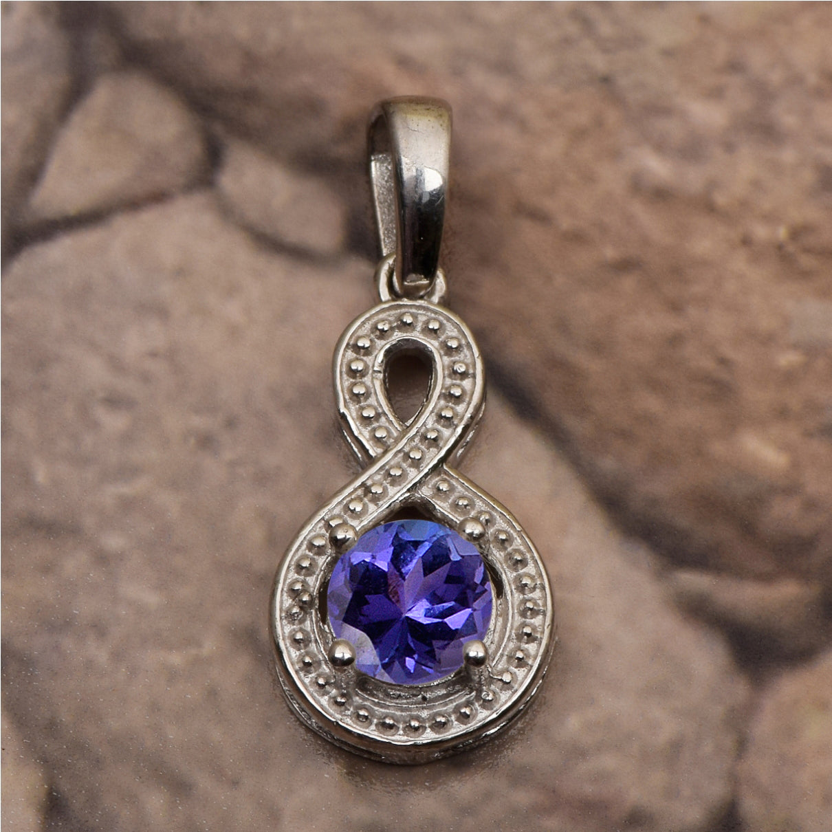 Multi Stone Infinity Solitaire Pendant -Sterling Silver