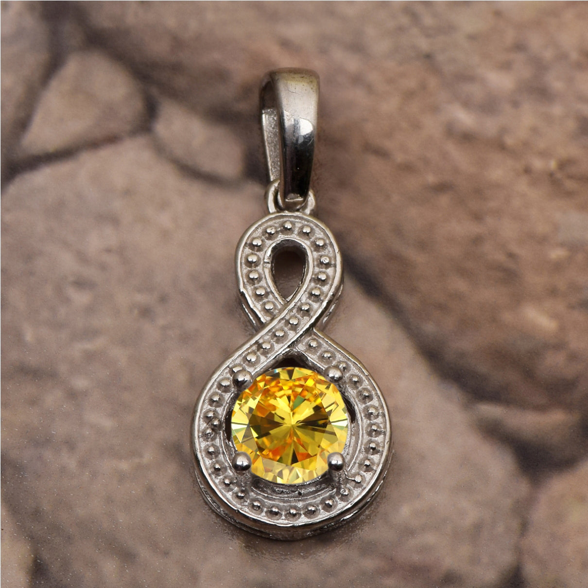 Multi Stone Infinity Solitaire Pendant -Sterling Silver