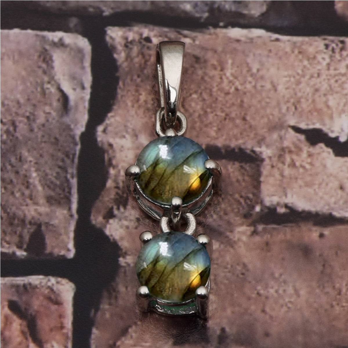 Two Round Stone Multi Choice Gemstone Pendant