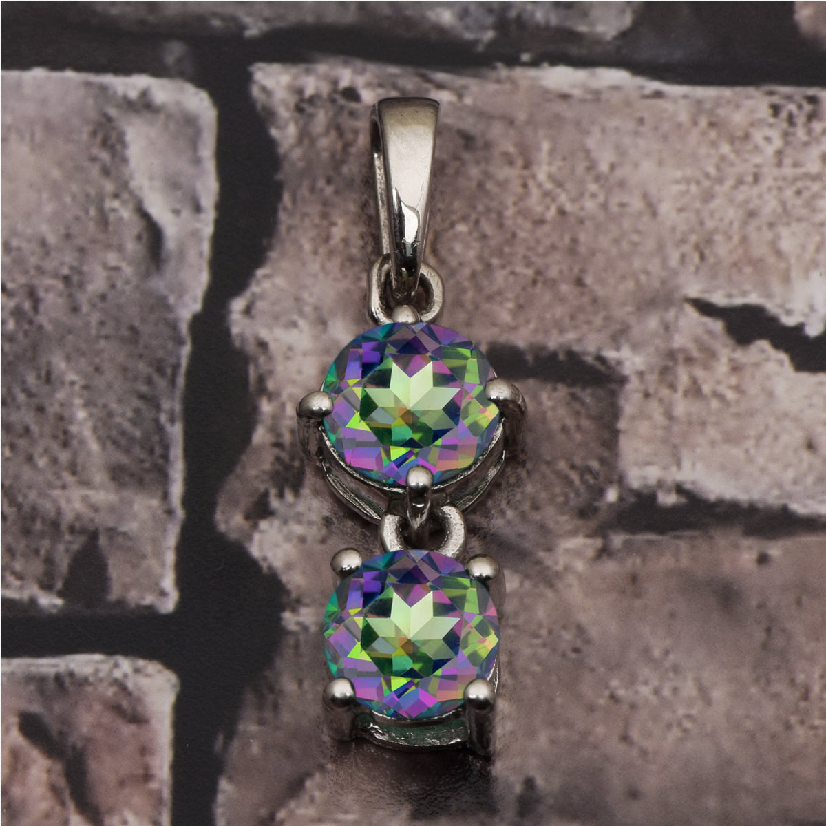 Two Round Stone Multi Choice Gemstone Pendant